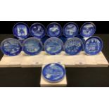 A set of eleven Royal Copenhagen Christmas collector's plates, 2000 - 2009, printed and painted