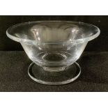 A William Yeoward clear glass bowl, outswept rim, circular foot, 13.5cm diameter, engraved mark