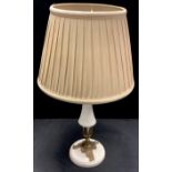An alabaster gilt brass mounted table lamp, early 20th century, the base 32cm high
