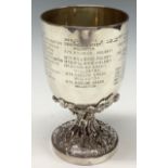 A Victorian silver goblet, the base cast with fruiting branches, 16.5cm high, London 1863, 15oz