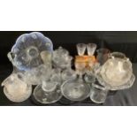Glassware - a heavy cut glass jug; various cut glass bowls; vases, glassses; etc