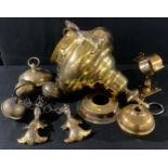 A gilt metal ecclesiastical sanctuary lamp; various fittings