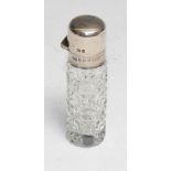 A late Victorian/Edwardian silver mounted hobnail-cut glass scent bottle, Birmingham 1901