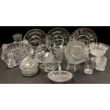 Pressed Glass, 19th century and later - assorted clear press moulded glass, including a Queen