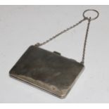 A George V silver chatelaine visiting card case, Birmingham 1916
