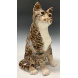 A large Winstanley model of a tabby cat, glass eyes, 41cm, size 8, painted marks