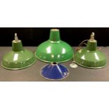 A green enamel light fitting; three others similar (4)