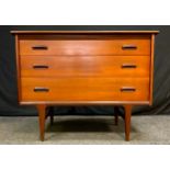 A Younger Furniture, 1960/70s teak chest of drawers, over-sailing rounded rectangular top, three