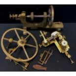 A late 19th century J & T Jones of Prescot brass Watch/Clockmakers mandrel, open triple arm 11.4cm