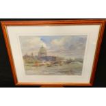 Michael Crawley, The River Thames and Saint Pauls Cathedral, signed, watercolour, 28cm x 38cm.