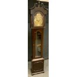 A Bluart longcase clock, brass dial, Roman numerals, oak case, triple weight musical chiming