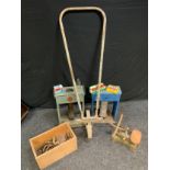 A Vintage 'Aladdin' Greenhouse heater, and another greenhouse heater; garden tools, etc.