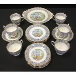 A Royal Albert Silver Birch pattern six setting tea set inc cups, saucers, bread plate etc