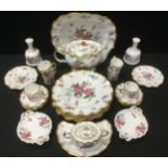 A Royal Crown Derby Derby Days pattern part table service inc six wavy rim plates, teapot,