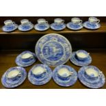 A Copeland Spode Italian Pattern tea service for six, comprised of teacups and saucers, tea