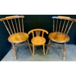 A Thonet type Bentwood childs chair; a pair of Victorian turned back chairs (3)