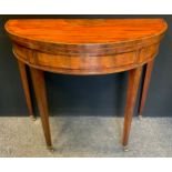 A mid 19th century Regency style mahogany card table, boxwood and ebony, stringing throughout, c.