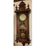 A 19th century mahogany Guastave Becker Vienna wall clock, cream dial, Roman Numerals, eight day