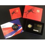 Lunar Year of the Monkey 2016 £10 tenth ounce gold coin, 0144, boxed, 3.13g; 2015 Britannia The