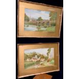 E. M. Cross, A pair; Bakewell and Millersdale, signed, watercolours, 31cm x 50.5cm (2)