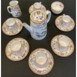 A Copeland Spode six setting Birds of Paradise pattern coffee set, printed marks.