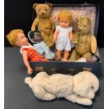Dolls & Teddy Bears - a Rosebud baby doll, sleeping eyes, another smaller; others Pedigree,