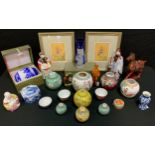 Chinese items - cameo type barrel vase decorator with Panda Bears; famille rose jar; others tea
