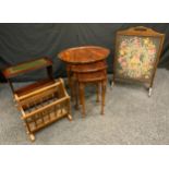 A Bevan Funnell 'Reprodux' reproduction nest of three mahogany tables; a mid 20th century oak