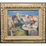 J. Coderch, 'French Riviera Ladies', signed, oil on canvas, 46cm x 55cm.