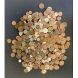 Coins - English and international coins inc Victorian Shillings, pennies, half pennies, farthings,
