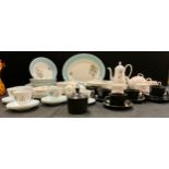 A Royal Stafford Cloverbel pattern duet set; Queen Anne Giselle pattern six setting coffee set and