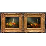 Clariss (Contemporary School), A Pair; '18th century Dutch style' Still-life studies, signed, oils