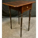 An Early Victorian Pembroke Side Table, having a rounded rectangular top, over a single short