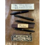 Fountain Pens - a Parker Victory black fountain pen, 14ct gold nib, boxed; other Parker Junior,