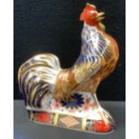 A Royal Crown Derby paperweight, Imari Rooster, gold stopper, boxed