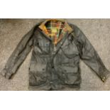 A Barbour wax jacket & trousers two piece set, size medium; Frank Thomas leather jacket etc