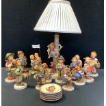 Ceramics - a Goebel figure Private Conversations others 1977-1997 carol singers with flag, At