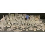Glassware - a pair of Stuart crystal wine glasses; other stemware, champagne, white wine, sherry,
