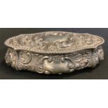 A late Victorian silver shaped oval trinket box, Chester 1900, 98g.