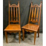 A Pair of Arts and Crafts Mahogany Side Chairs, c.1890, 102cm tall, (2).