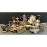 A 19th century Shaw & Fisher coffee pot; four piece tea set; bowls, cruet set etc.