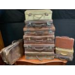 Vintage Luggage; an early 20th century Gladstone Bag; a collection of nine leather and faux shagreen