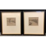 Eugene Bejot (1867-1931), pair, Pont Del Rey & Le Mauzauares, signed, etchings, 14.5cm x 16.5cm (2)