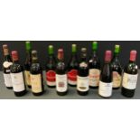 Wine and Spirits; twelve bottles of 1980s red wine, South African Shiraz, Vina Albali, Chateau de
