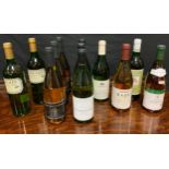 Wines and Spirits; twelve bottles of white wine, mostly chardonnay and sauvignon blanc; Hungarian