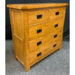 A Contemporary Oak Chest of Drawers, with two short over three long drawers, 97cm tall x 98cm x