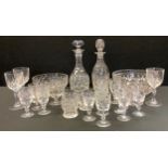 Crystal Glassware - a set of six Webb Corbett sherry glasses, others wine glasses, whisky