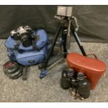 Camera equipment; a Pentax ME Super 35mm SLR camera, with Tokina 28-70mm, f:3.5-4.5 lens; a