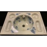 A 19th century French Exiger La Margue of Paris sink, central blue and white floral bowl with soap