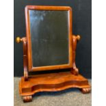 A Victorian Mahogany Toilet Mirror, rounded rectangular mirror, on cabriole supports, serpentine